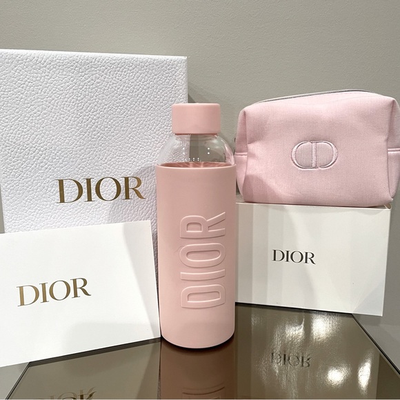 Dior Accessories - 🚫SOLD🚫Dior Authentic Pink Water Bottle Dior Pink Zip Pouch Luxury Fitness Access